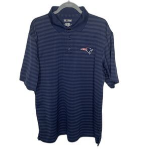 Team Apparel NFL New England Patriots Mens Polo Blue Striped Logo Size XL